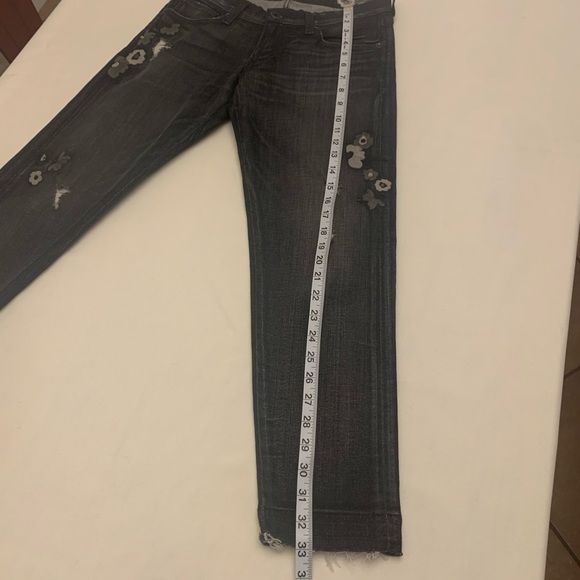 Lucky Brand Y2K Sienna Slim Boyfriend black embroidered low rise jeans size 0/25 - Picture 11 of 16
